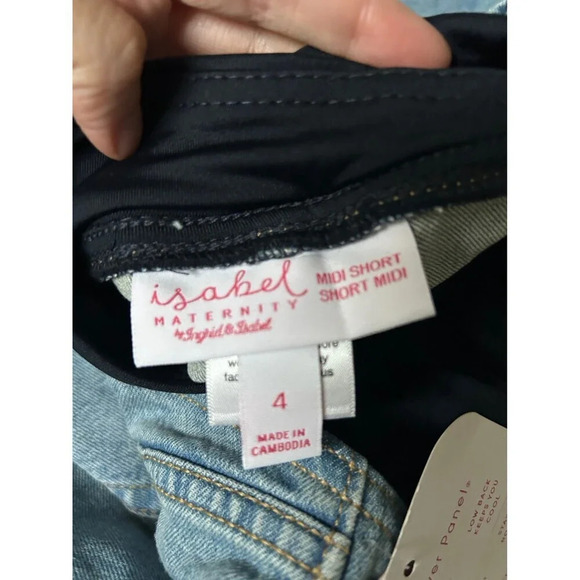 Ingrid Isabel Maternity Jean Shorts Size 4/27 Midi Crossover Panel - Picture 6 of 7
